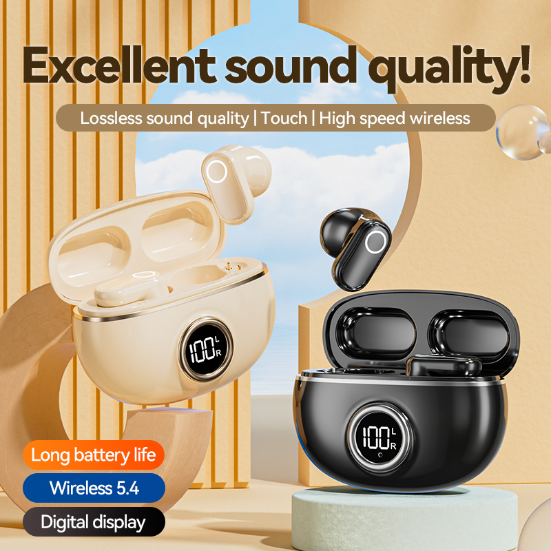 ETEK Platerowane słuchawki Bluetooth 5.4 TWS z F10, ogniwo słuchawki 25mAh + etui 230mAh (płytka ochronna), czas rozmów 2-3h.