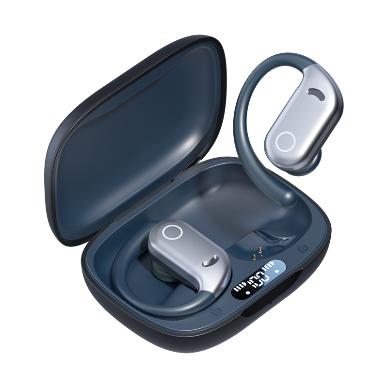 Wodoodporne słuchawki douszne LED ETEK, Bluetooth 5.4, bateria słuchawki 50mAh + etui 300mAh (płytka ochronna), głośnik F14.2