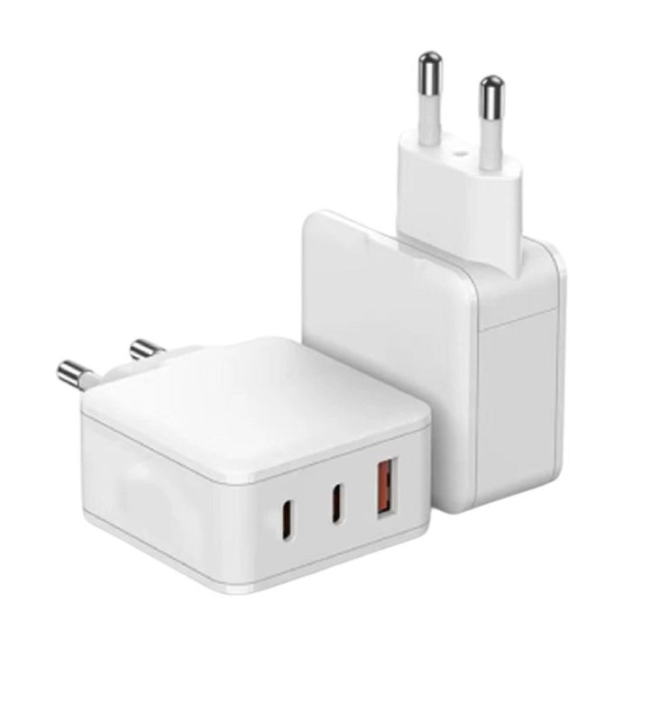 Ładowarka GaN z trzema portami z maksymalną mocą wyjściową 65W Protokoły PD / QC Inteligentne alokacja mocy 110-240V Czarny / biały