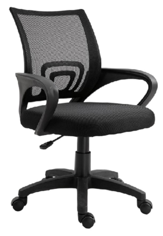 Krzeseło biurowe z siatki z podłokietnikami PP, nylonową podstawą 320 mm, chromowanym podnośnikiem gazowym 100 mm i czarną siatką, do różnych przestrzeni roboczych