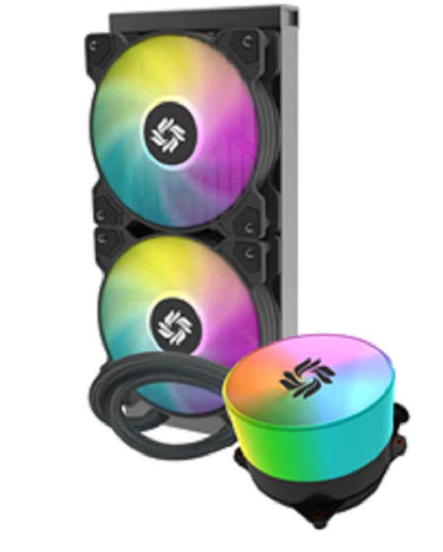 Chłodzenie cieczą CPU ARGB 240mm z okrągłym blokiem wodnym, wężem gumowym 400mm, wentylatorem PWM 1800 RPM, niestandardowym logo, TDP 270W