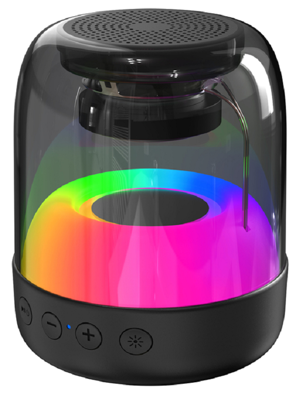 Przenośny głośnik Bluetooth 3W, przetwornik 2-calowy, obudowa ABS, oświetlenie RGB, 500mAh, obsługuje BT/AUX/USB/TF, rozmowy w trybie głośnomówiącym