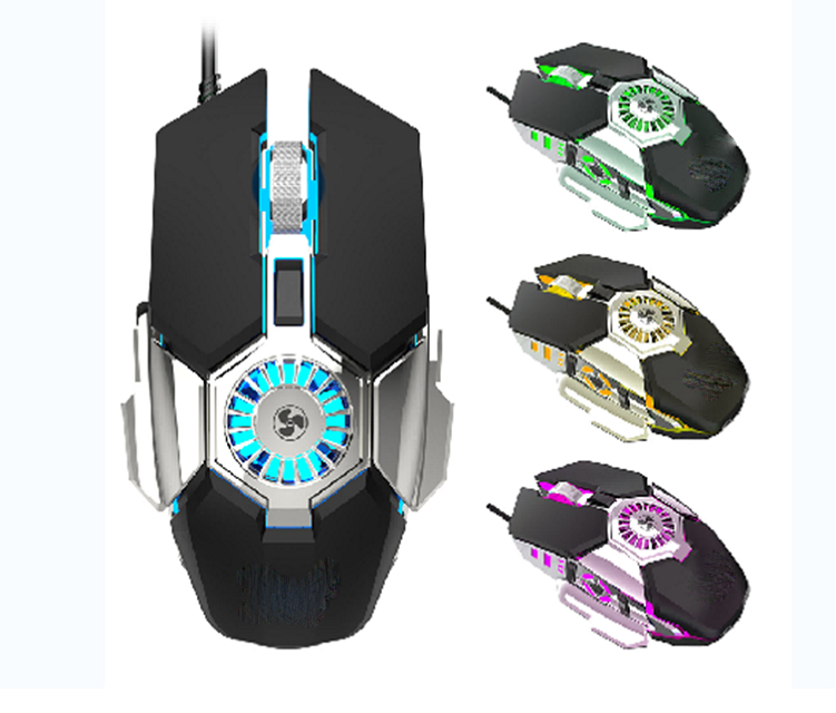 Mysz gamingowa RGB 6 przycisków Regulowane DPI 1000/1600/3200/6400 Kolorowe oddychające światło ABS 8M żywotność kliknięć 5V/100mA