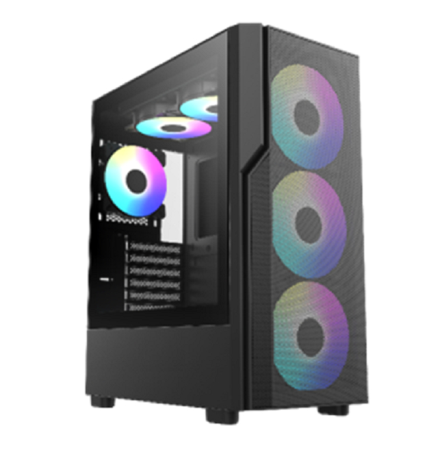 Obudowa Mid-Tower ATX do gier ze szkłem hartowanym, 7 slotami rozszerzeń, USB 3.0 + Type-C (opcjonalnie) oraz wsparciem chłodzenia z przodu/góry/tyłu