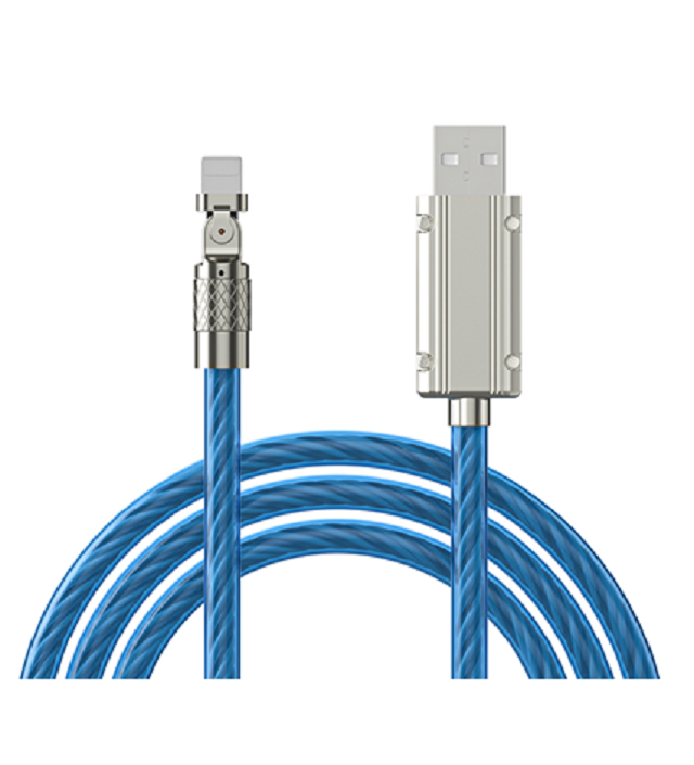 Kabel LED ETEK 1M obrotowy, TPE, 4-żyłowy, Szybkie ładowanie i dane, Stop cynku, Biały/Niebieski/Czerwony/Zielony