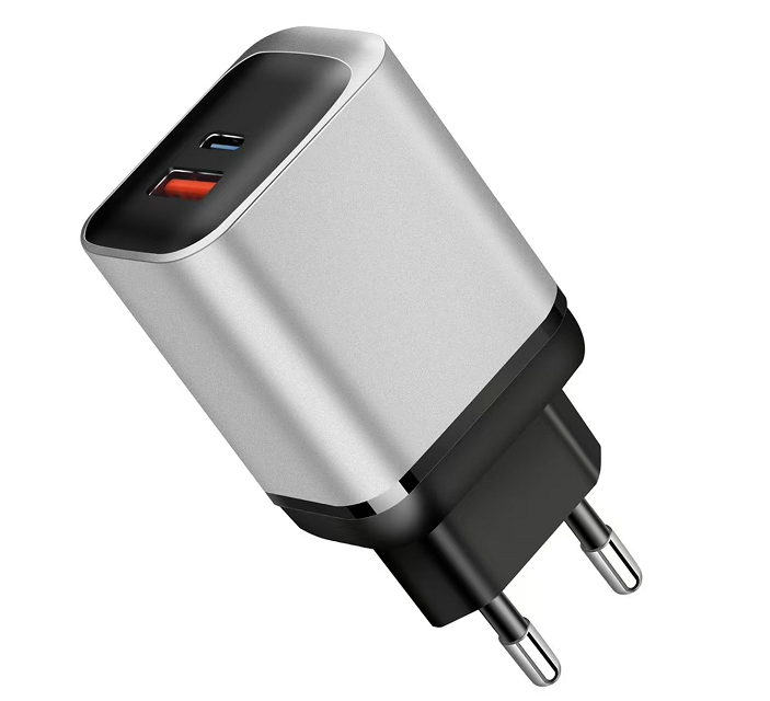 Ładowarka GaN ETEK 30W z dwoma portami, szybkie ładowanie z PD+PPS+QC, 1USB-C+1USB-A, wejście 110-240V AC, czarny/biały