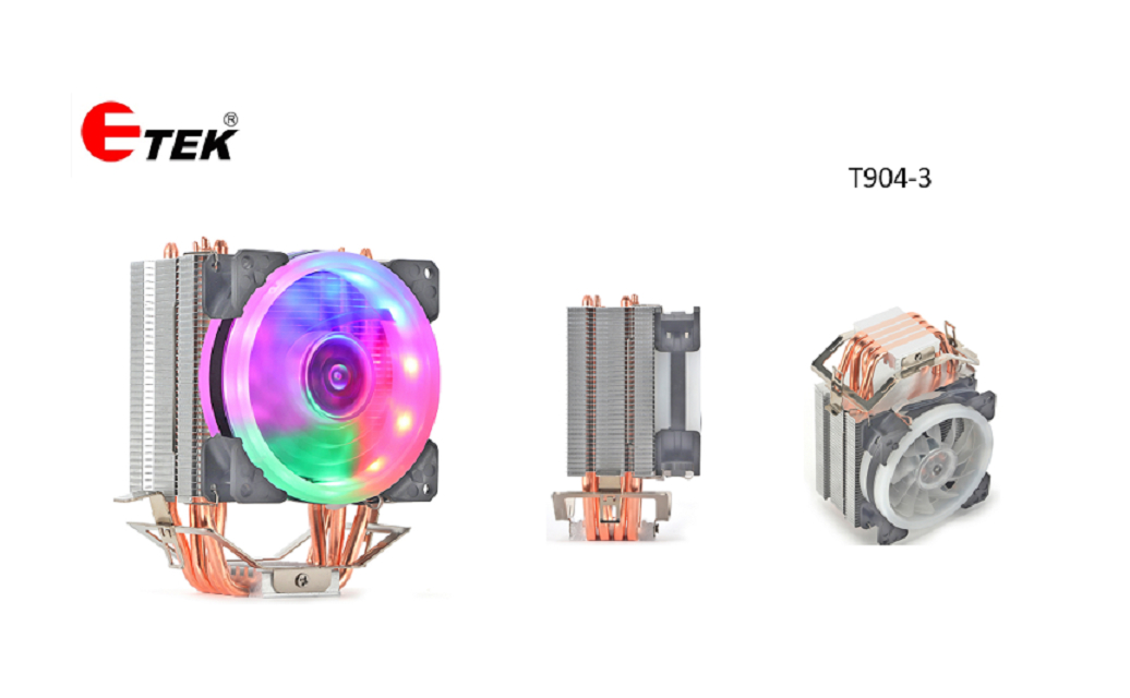 ETEK 4-Heatpipe CPU Cooler, 92mm Fan, Fixed RGB, Hydraulic Bearing, idealny dla budżetowych i małych komputerów komputerowych