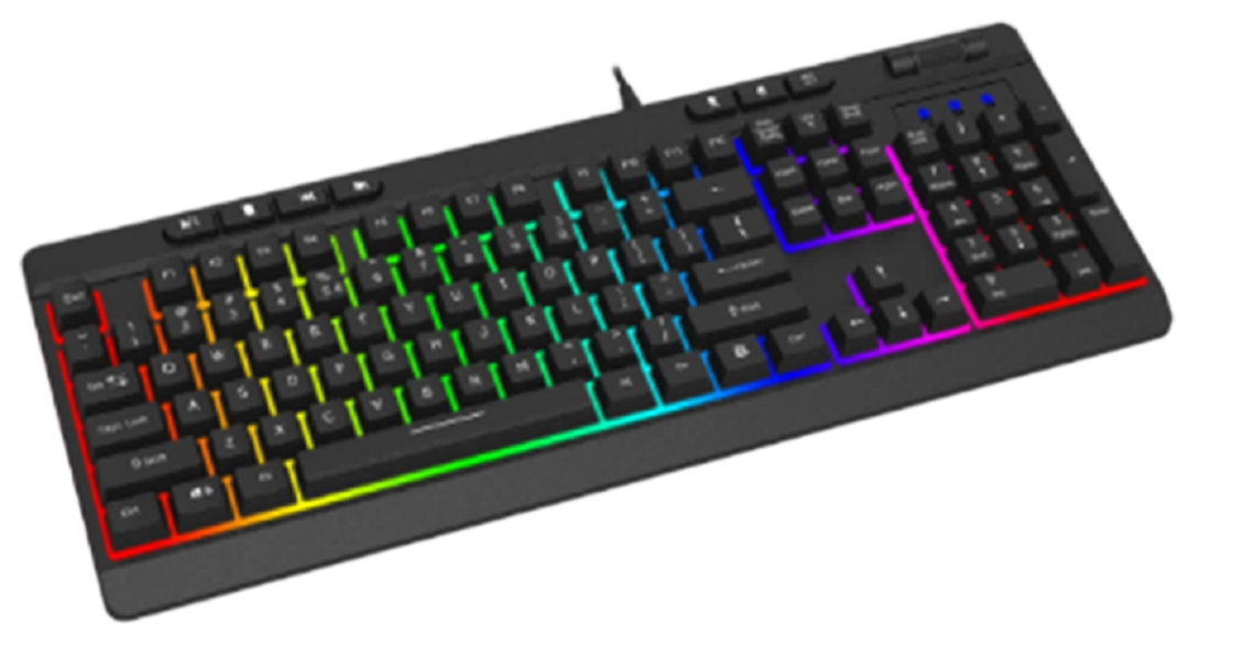 RGB Backlit Mechanical Gaming Keyboard, 104-Key, FN Function, High Keycap Gap Lighting, 10M Click Life, 1.5M Cable
