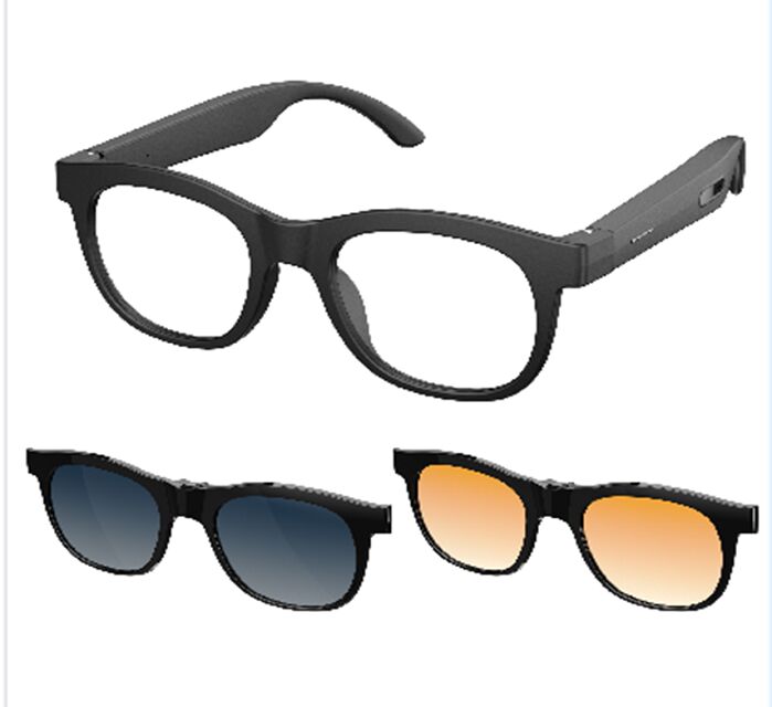 Inteligentne okulary audio z tłumaczeniem w czasie rzeczywistym i interkomem, podwójne mikrofony krzemowe, ładowanie magnetyczne, bateria 80mAh * 2