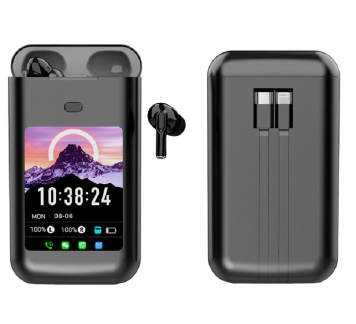 Inteligentne słuchawki douszne TWS z etui ładującym 5000 mAh, Bluetooth 5.4, redukcja szumów ENC, powiadomienia o wiadomościach z wielu aplikacji (WeChat/WhatsApp/FB)