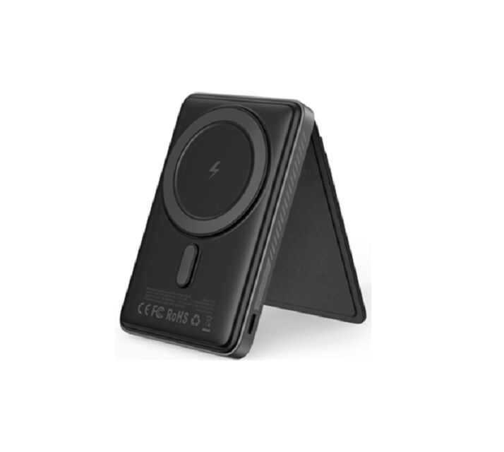 3-w-1 Magnetyczny bezprzewodowy bank zasilania 5000mAh, 15W kompatybilny z MagSafe, 22.5W wyjście PD / QC, wbudowany stojak telefoniczny, opcje wielobarwne