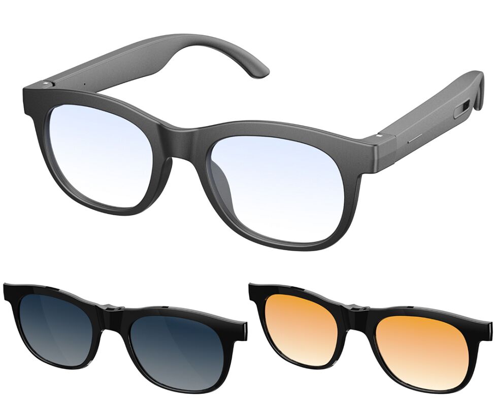 Okulary przeciwsłoneczne AI Bluetooth, 40g lekkości, mikrofon MEMS do nagrywania spotkań, ładowanie magnetyczne, dźwięk otwarty