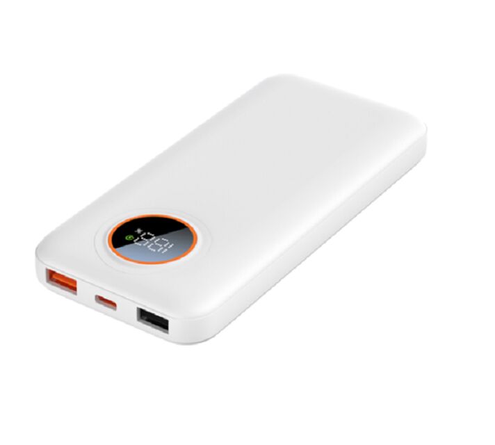 Power Bank 10000mAh PD 22.5W, Wejście/Wyjście Type-C, USB-A, Ogniwo klasy A, Czarny/Biały, z kablem do szybkiego ładowania