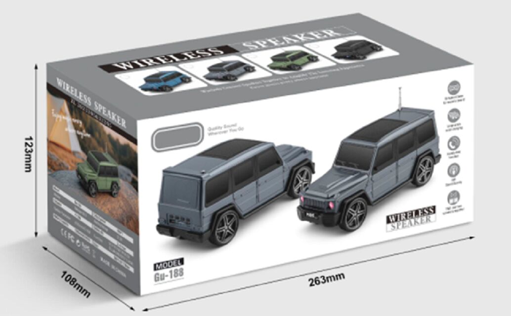 Głośnik Bluetooth solarny w kształcie samochodu, JL 5.3, 10W, 1200mAh, ABS + metalowa siatka, 4 kolory