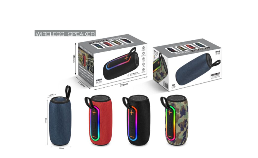 Przenośny głośnik Bluetooth, JieLi 5.3, 10W, LED Marquee, TWS, FM/USB/TF, 1200mAh, ABS+Tkanina