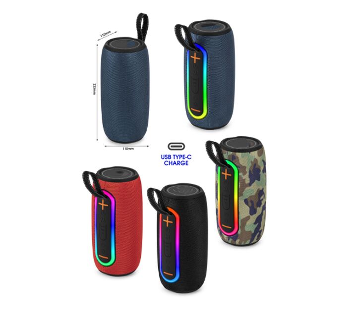 Przenośny głośnik Bluetooth, JieLi 5.3, 10W, LED Marquee, TWS, FM/USB/TF, 1200mAh, ABS+Tkanina
