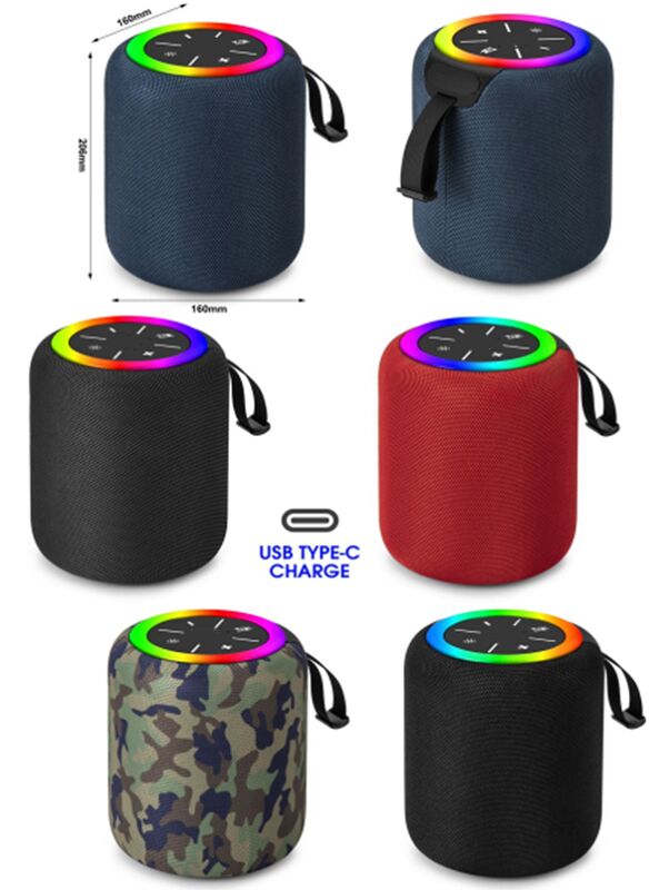 Przenośny głośnik Bluetooth, 25W stereo, 2400mAh, LED Marquee, TWS, FM/USB/TF, ABS+Cloth