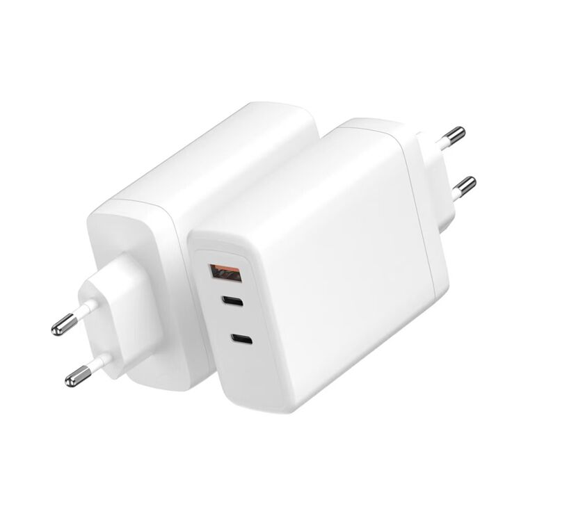 120W GaN Szybkie ładowarka, Podwójny wyjście 100W USB-C PD, USB-A QC, 100-240V Adapter podróży, Biały/Czarny