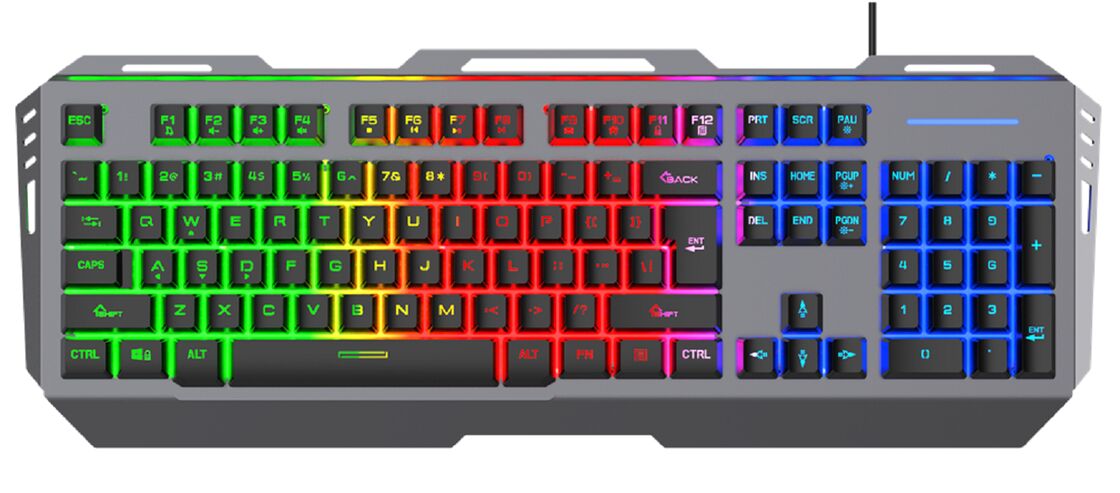 Aluminium Alloy Wired Gaming Keyboard z 19-klawiaturą Rollover, dostosowywalne 3-strefowe podświetlenie RGB