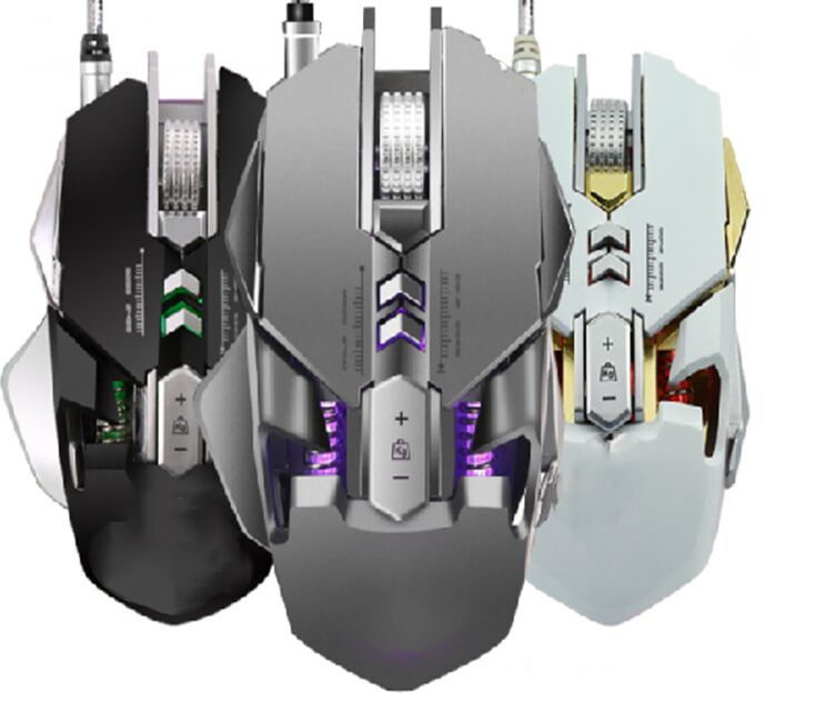 3200 DPI Ergonomiczna mysz do gier z turbo chłodzącym wentylatorem, dostosowywalny kolor RGB, 7 programowalnych przycisków, 1,5 m spleciony USB, czarny, biały, pistolet