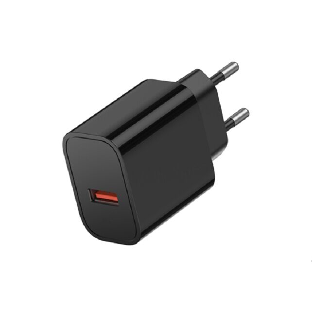 Ładowarka USB 18W QC3.0, jeden port, 100-240V Global Input, czarno-biały
