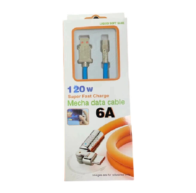 Kabel szybkiego ładowania, 4-rodzajny, obracający się, światło LED, 8 kolorów, 1-2M