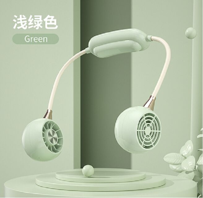 3-szybki wentylator szyjny, 1200mAh, typ C, 2h ładowanie, zielony/różowy/biały