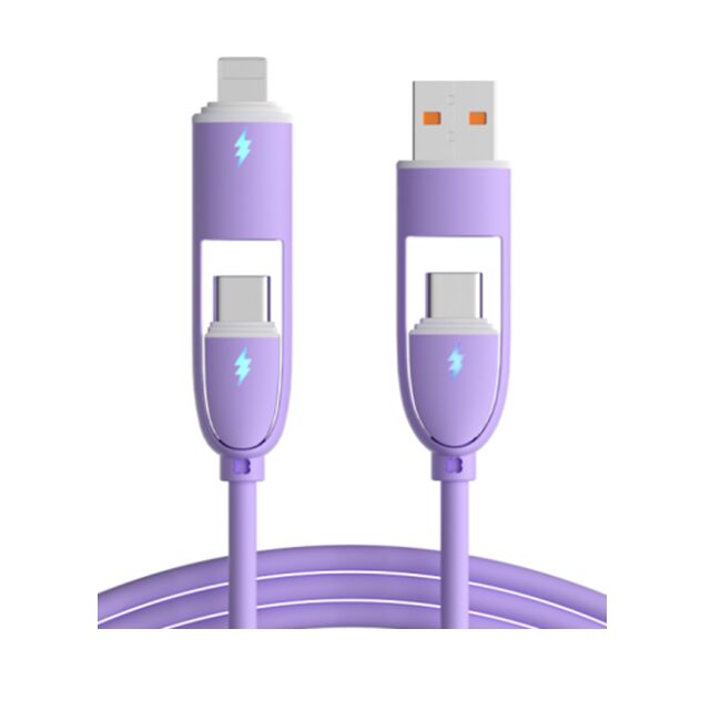 5-w-1 silikonowy kabel danych, 60W C-C, 4 kolory, oryginalny 5-żyłowy, 1.0M