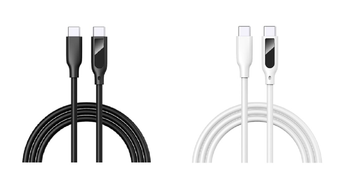 Kabel USB-C z cyfrowym wyświetlaczem, szybkie ładowanie 5A, silikonowy, 1m, napięcie/prąd w czasie rzeczywistym