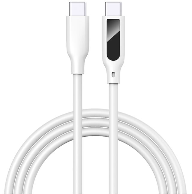 Kabel USB-C z cyfrowym wyświetlaczem, szybkie ładowanie 5A, silikonowy, 1m, napięcie/prąd w czasie rzeczywistym