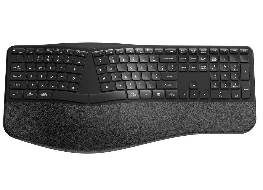 Dwuwarstwowa ergonomiczna klawiatura nożyczkowo-przełącznikowa z przyczepą nadgarstka, ciche pisanie