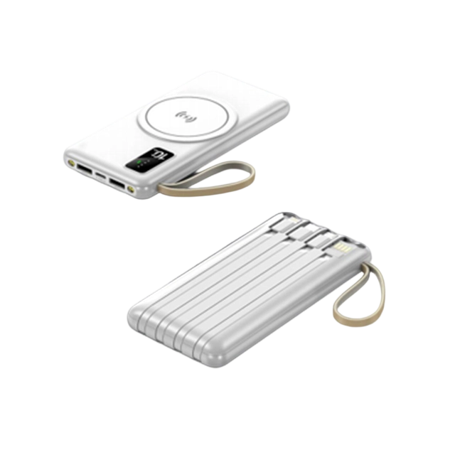 10000mAh bezprzewodowy bank zasilania z 4 kablami, 3 kolorystyczne
