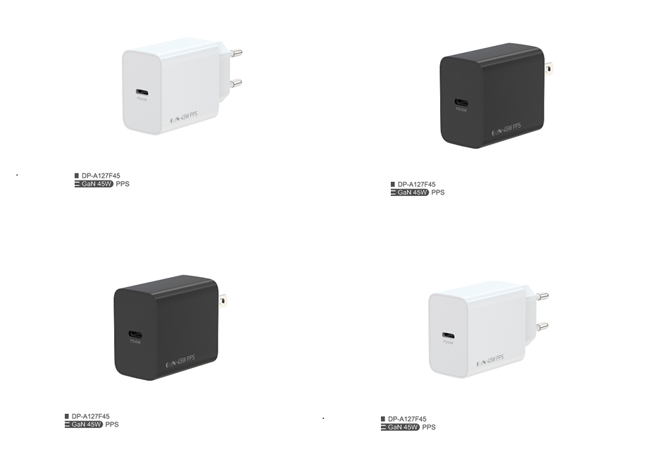 45W PD+QC szybkie ładowarki (EU Plug), czarno-białe, kolorowe pudełko