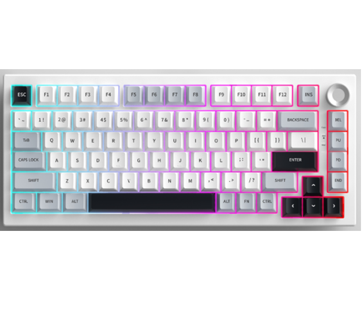 Klawisze mechaniczne trójtrybień, oświetlenie RGB, typ C/2.4G/Bluetooth