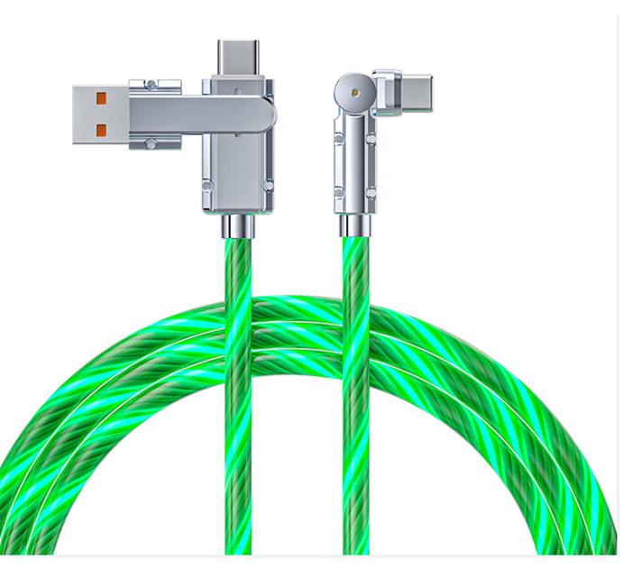 65W Przejrzysty Kabel Szybkiego Ładowania Z Zink Alloy LED C-C/C-L Dual Protocol