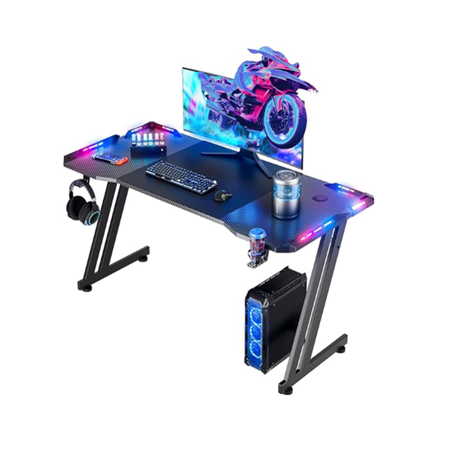 Biuro do gier 1.2/1.4/1.6m Płytka z elementami stalowymi z / bez oświetlenia RGB