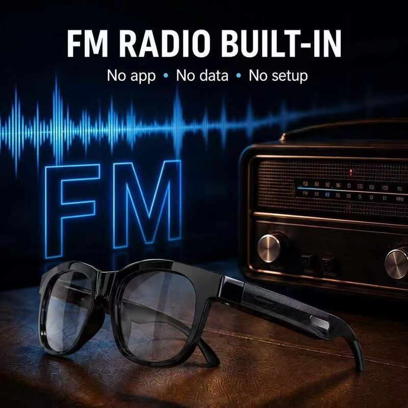 Bluetooth 5.4 Audio Okulary przeciwsłoneczne w/FM Typ-C 6H Czas gry 38,5g Lekkie wielobarwne
