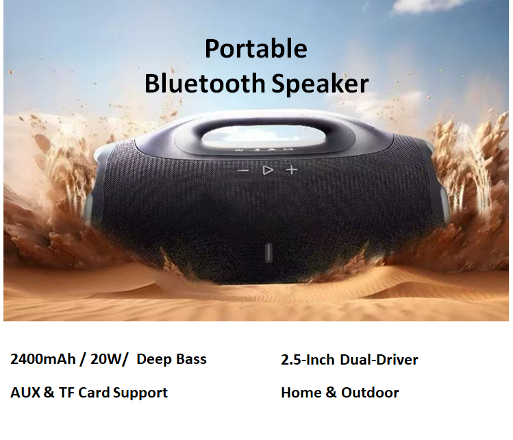 20W Dual-Driver Bluetooth Speaker z głębokim basem, przenośny bezprzewodowy stereo do domu i na zewnątrz