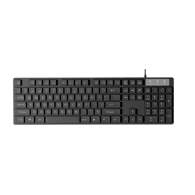 104-kluczowa klawiatura biurowa, ABS odporny na rozlewy i ciepło, układy wielojęzyczne, USB Plug-and-Play Full-Size Keyboard