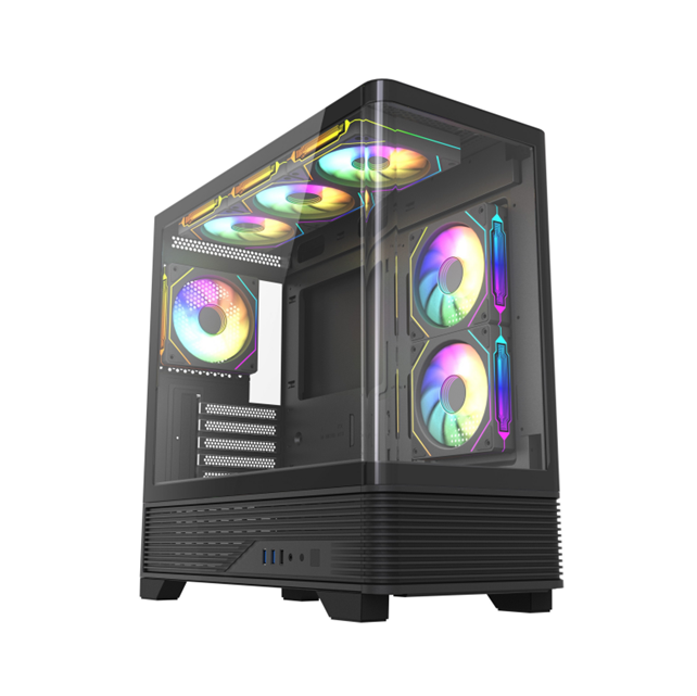 Panoramiczne skrzyżowane szkło PC Case, 360 mm wsparcie AIO, 410 mm GPU Clearance, M-ATX / ITX
