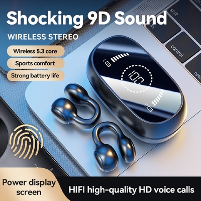 Bluetooth 5.3 słuchawka w pełni otwarte Design słuchawki 9D Surround Sound Gra Audio-synchronizacja HIFI cyfrowy wyświetlacz 1.5H ładowanie 6H Single Playback