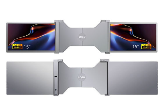 Podwójny 15-calowy monitor do laptopa FHD, lekki, o grubości 25,3 mm, 1,63 kg, porty Type-C + Mini HDMI, obsługa HDR, OSD w 12 językach